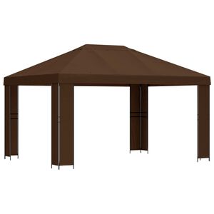 vidaXL Paviljong 4 &times; 3 m Brun Polyester och St&aring;l 190 gsm