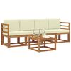 vidaXL Utomhussoffset 5 pcs Naturlig och Gr&auml;dde Massivt Akaciatr&auml;