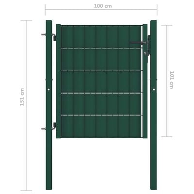 vidaXL Trädgårdsgrind PVC och stål 100x101 cm grön