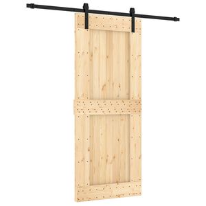 vidaXL Skjutd&ouml;rr Naturlig och svart 85 x 210 cm Massiv furutr&auml;d&ouml;rr
