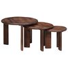 vidaXL Nesting Kaffe Bord 3 st M&ouml;rkbrun &Oslash; 54 x 40 cm Massivt mangotr&auml;