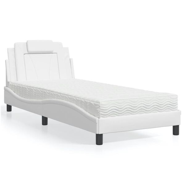 vidaXL Bed "Viana" with Mattress White 80x200 cm Faux Leather