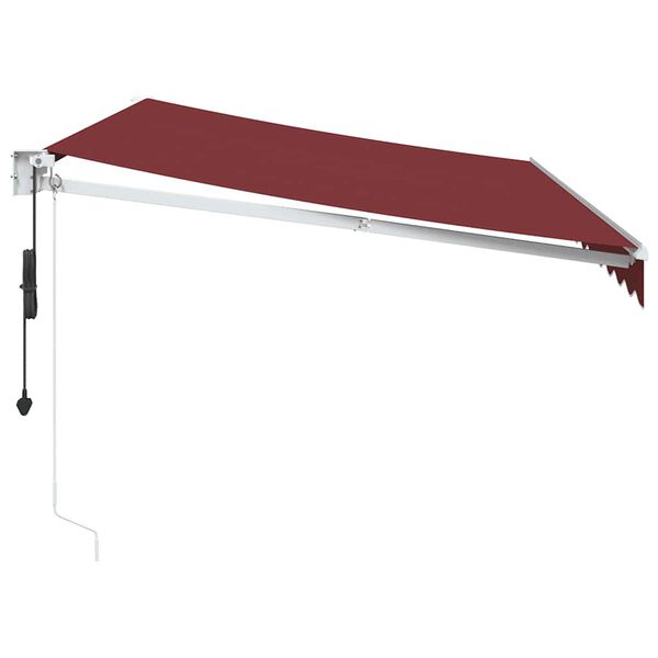 vidaXL Markis automatiskt infällbar vinröd 350x250 cm