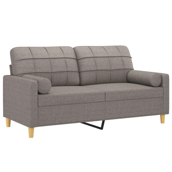 vidaXL 2-sits soffa med prydnadskuddar taupe 140 cm tyg