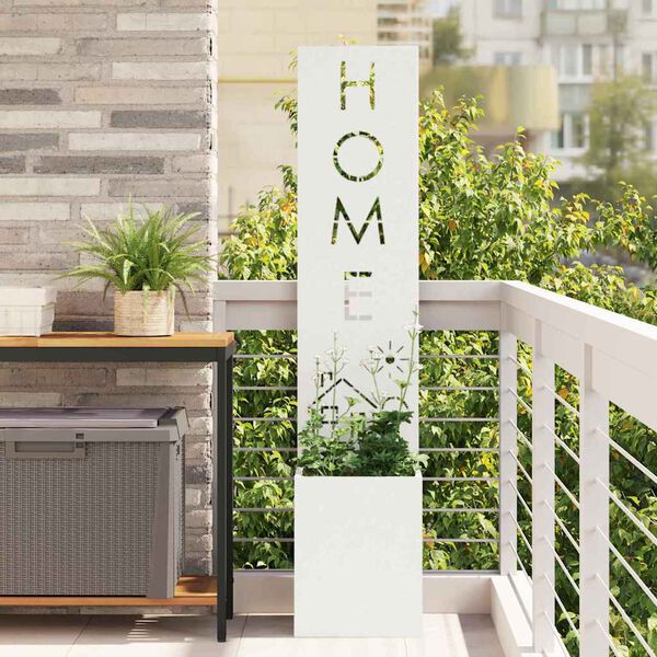 vidaXL Trädgårds integritetsskärm Vit 32 x 140 cm Kallvalsat stål