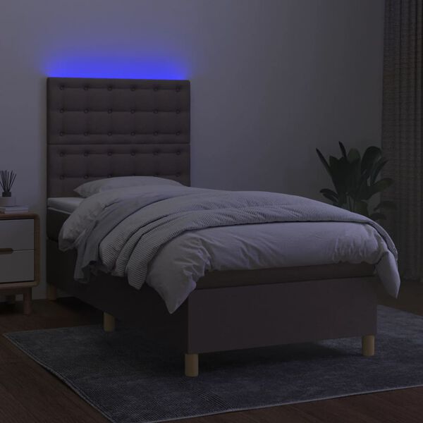 vidaXL Rams&auml;ng med madrass & LED taupe 80x200 cm tyg