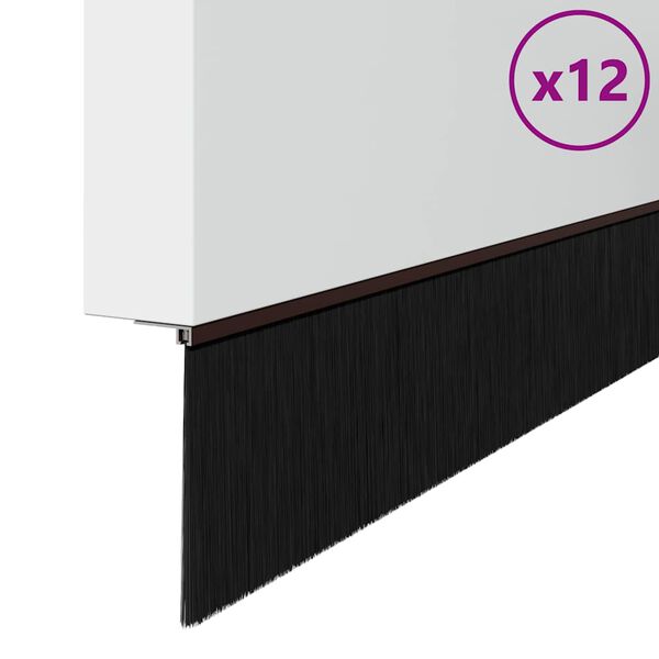 vidaXL Sj&auml;lvh&auml;ftande d&ouml;rrborstlist 12 pcs Brun 100 cm