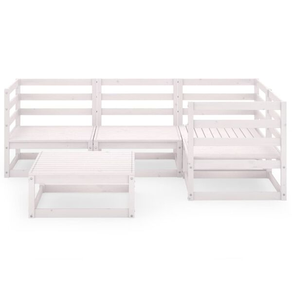 vidaXL Loungegrupp f&ouml;r tr&auml;dg&aring;rden 5 delar vit massiv furu