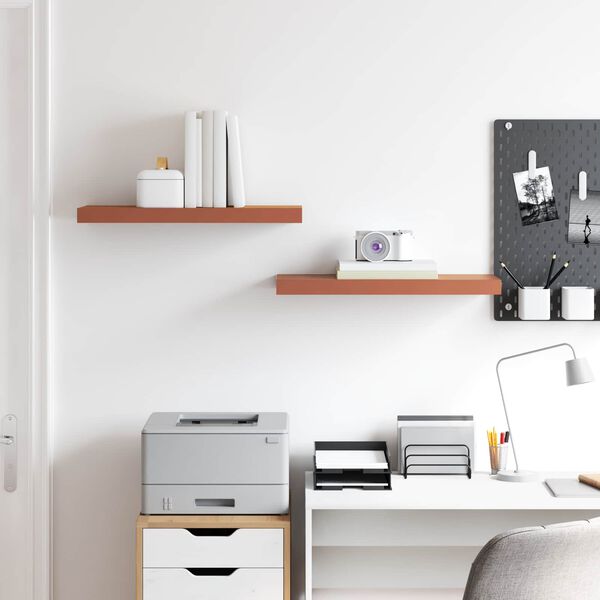 vidaXL V&auml;gg hylla med lagring 2 pcs R&ouml;d 60 x 23 x 4 cm Konstruerat tr&auml;