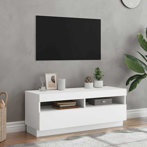 vidaXL TV-bänk med LED-belysning vit 100x35x40 cm