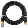 vidaXL Sugslang med kopplingar m&auml;ssing svart 1,1" 5 m PVC