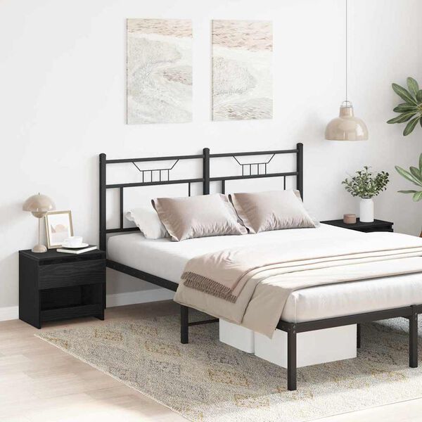 vidaXL Nattduksbord 2 pcs Svart Ek 40 x 30 x 39 cm Konstruerat trä