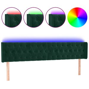 vidaXL S&auml;nggavel LED m&ouml;rkgr&ouml;n 203x16x78/88 cm sammet