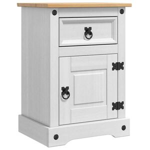 vidaXL S&auml;ngbord med l&aring;da Corona Vit 45 x 35 x 64 cm Massiv furu