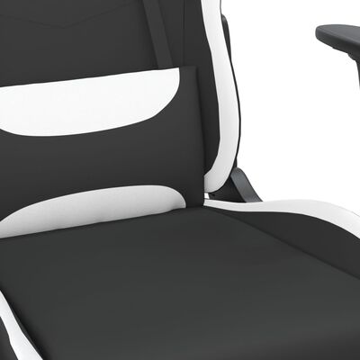 vidaXL Gamingstol med fotstöd svart och vit tyg