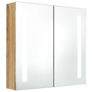 vidaXL Badrumssk&aring;p med spegel LED ek 62x14x60 cm