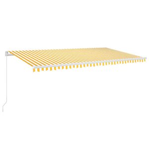 vidaXL Markis manuellt inf&auml;llbar med LED 600x300 cm gul och vit