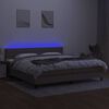 vidaXL Rams&auml;ng med madrass & LED taupe 200x200 cm tyg