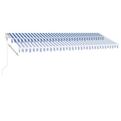 vidaXL Automatisk markis med vindsensor & LED 500x350 cm blå och vit