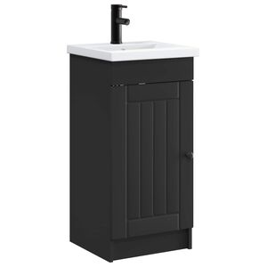 vidaXL Badrumsspegel med handfat Svart 42 x 40 x 84,5 cm