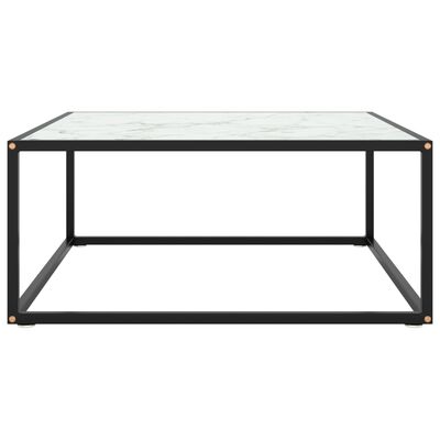 vidaXL Soffbord med svart vit marmor glas 80x80x35 cm