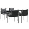 vidaXL Matgrupp för trädgården dynor 5 delar konstrottning & stål
