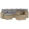 vidaXL Matgrupp f&ouml;r tr&auml;dg&aring;rden med dynor 7 delar beige konstrotting