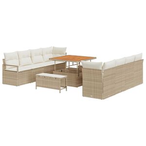 vidaXL Tr&auml;dg&aring;rdsoffset Beige och gr&auml;ddf&auml;rgad 100 x 100 x 71 cm