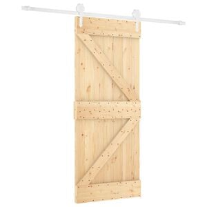 vidaXL Skjutd&ouml;rr 80 x 210 cm Massiv furu Naturlig och vit