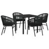 vidaXL Tr&auml;dg&aring;rdsm&ouml;belset 5 pcs Svart Pulverlackerat st&aring;l