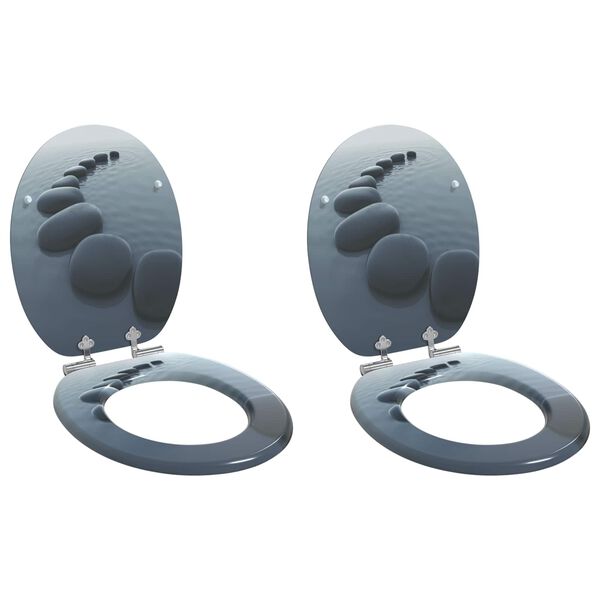 vidaXL Toalettstol 2 pcs Gr&aring; 44 x 38 cm MDF-board