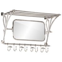 vidaXL Bagagehylla med klädhängare & spegel väggmonterad aluminium