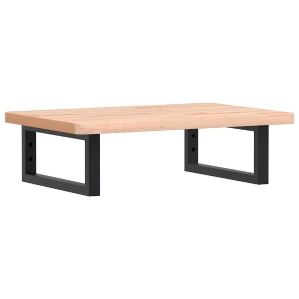 vidaXL V&auml;ggmonterad handfatshylla st&aring;l och massiv bok