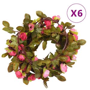 vidaXL Blomstergirlanger 6 st rosor 215 cm