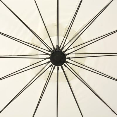 vidaXL Hängande parasoll vit 3 m aluminiumstång