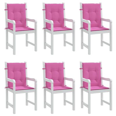 vidaXL Stolsdynor för stolar med låg rygg 6 st rosa tyg