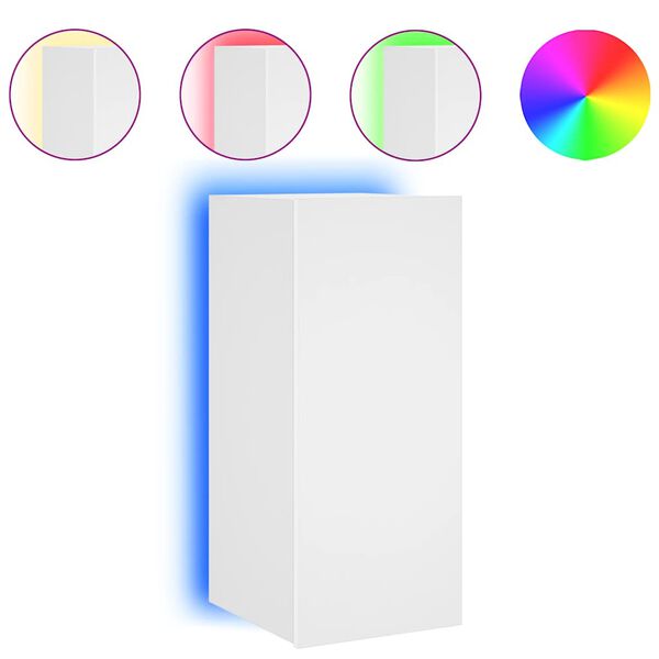 vidaXL V&auml;ggmonterad tv-b&auml;nk LED vit 30,5x35x70 cm