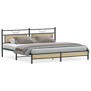 vidaXL S&auml;ngram utan madrass metall sonoma-ek 193x201 cm