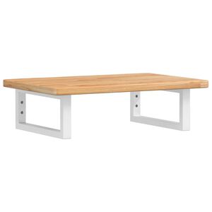 vidaXL Väggmonterad handfatshylla stål och massiv ek