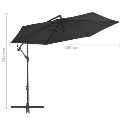 vidaXL Frihängande parasoll med aluminiumstång 300 cm svart