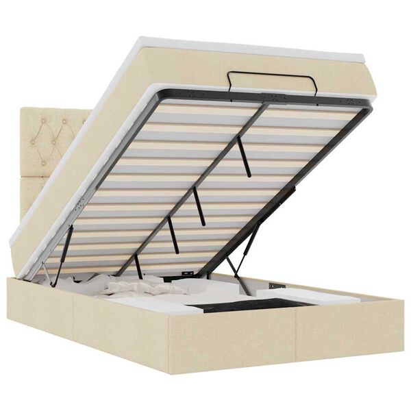 vidaXL Ottoman s&auml;ngram med madrass gr&auml;ddvit 120x190 cm tyg