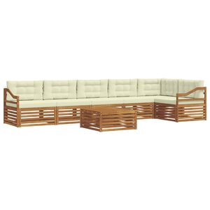 vidaXL Utomhussoffset med kudde 7 pcs Naturlig och Gr&auml;dde