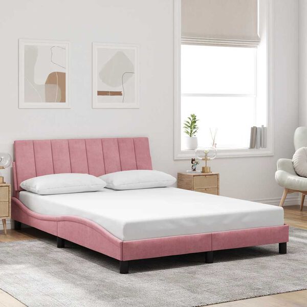 vidaXL Bed Frame without Mattress "Hanko" Pink 140x190 cm Velvet
