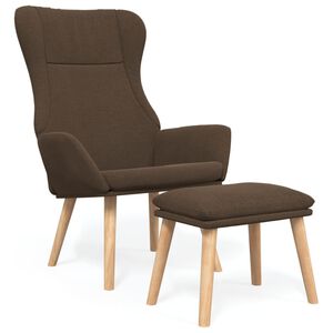 vidaXL Vilstol med fotpall brun Tyg