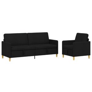 vidaXL Soffgrupp med f&ouml;rvaring 2 st Svart Polyester
