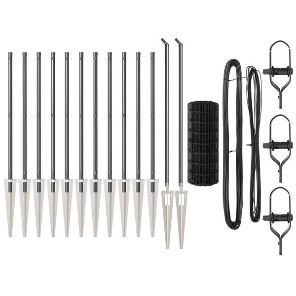 vidaXL St&auml;ngsel med stolpe Gr&aring; 0,6 x 25 m St&aring;l och PVC