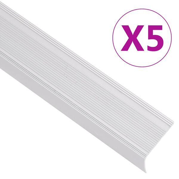 vidaXL Trappn&auml;sor i L-form 5 st aluminium 90 cm silver