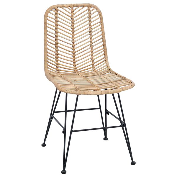 vidaXL Matstol 2 pcs Naturf&auml;rg 44 x 47 x 85 cm Rattan och J&auml;rn