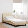 vidaXL Bed with Mattress "Hanko" Cream 90x200 cm Fabric