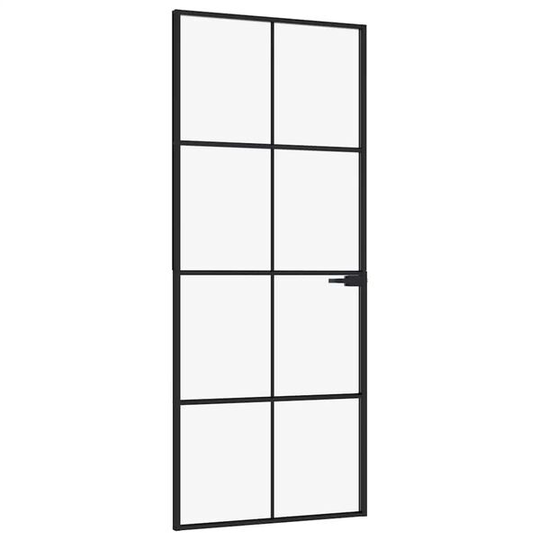 vidaXL Innerd&ouml;rr 83x201,5 cm h&auml;rdat glas och aluminium slim